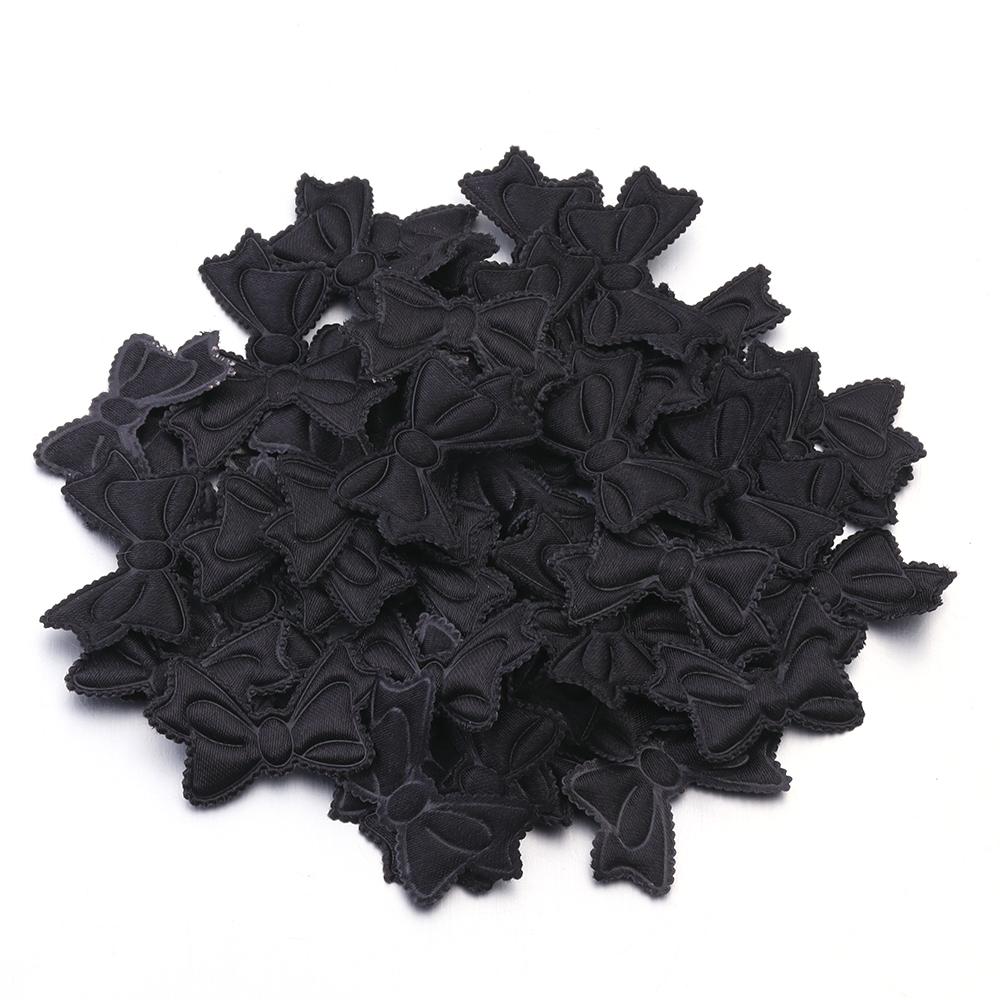 50pcs/lot 19x31mm Fabric Sponge Bow Patches Colorful Bows Flower Appliques For Sewing Clothing DIY Wedding Party Decoration