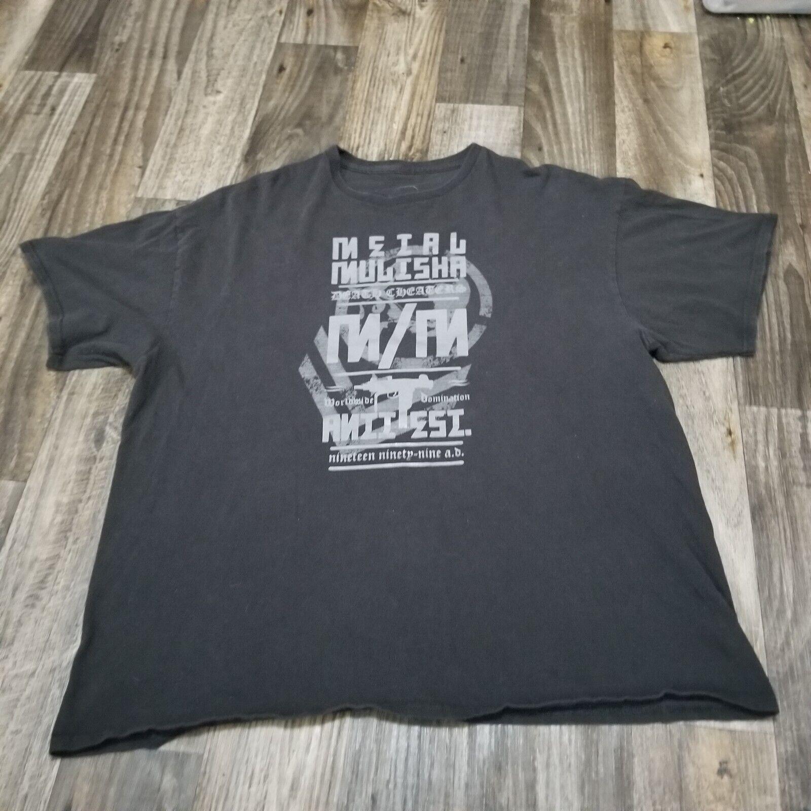 Vintage Metal-Mulisha Skull Shirt XL World Domination Uzi Black Faded Unisex T-Shirt XXL