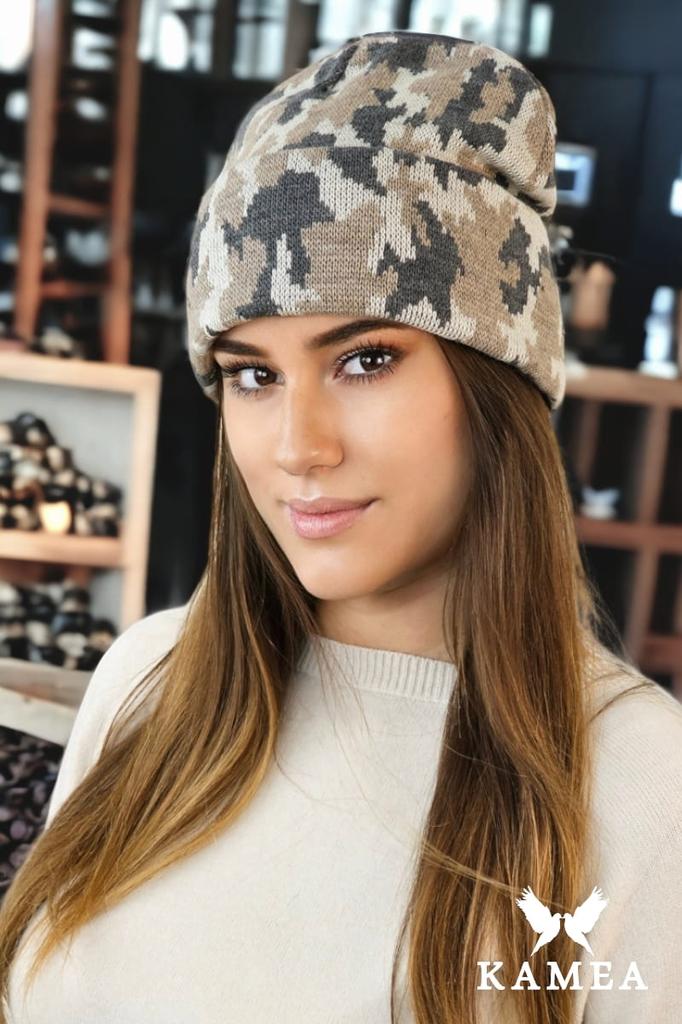 Ventura Winter Camo Beanie Hat Dark Beige