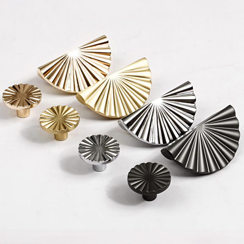 

1 шт. в скандинавском стиле, ручки для шкафа из цинкового сплава, ручки для комода, дверные ручки в форме веера