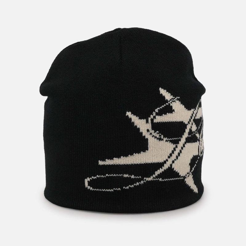 Европейская и американская Y2K Мужская и женская Хип-хоп Повседневная Мода Вязаная Жаккардовая Холодная Шапка чёрный
