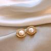 Pearl stud earrings fashion double C-shaped design earrings French light luxury versatile earrings