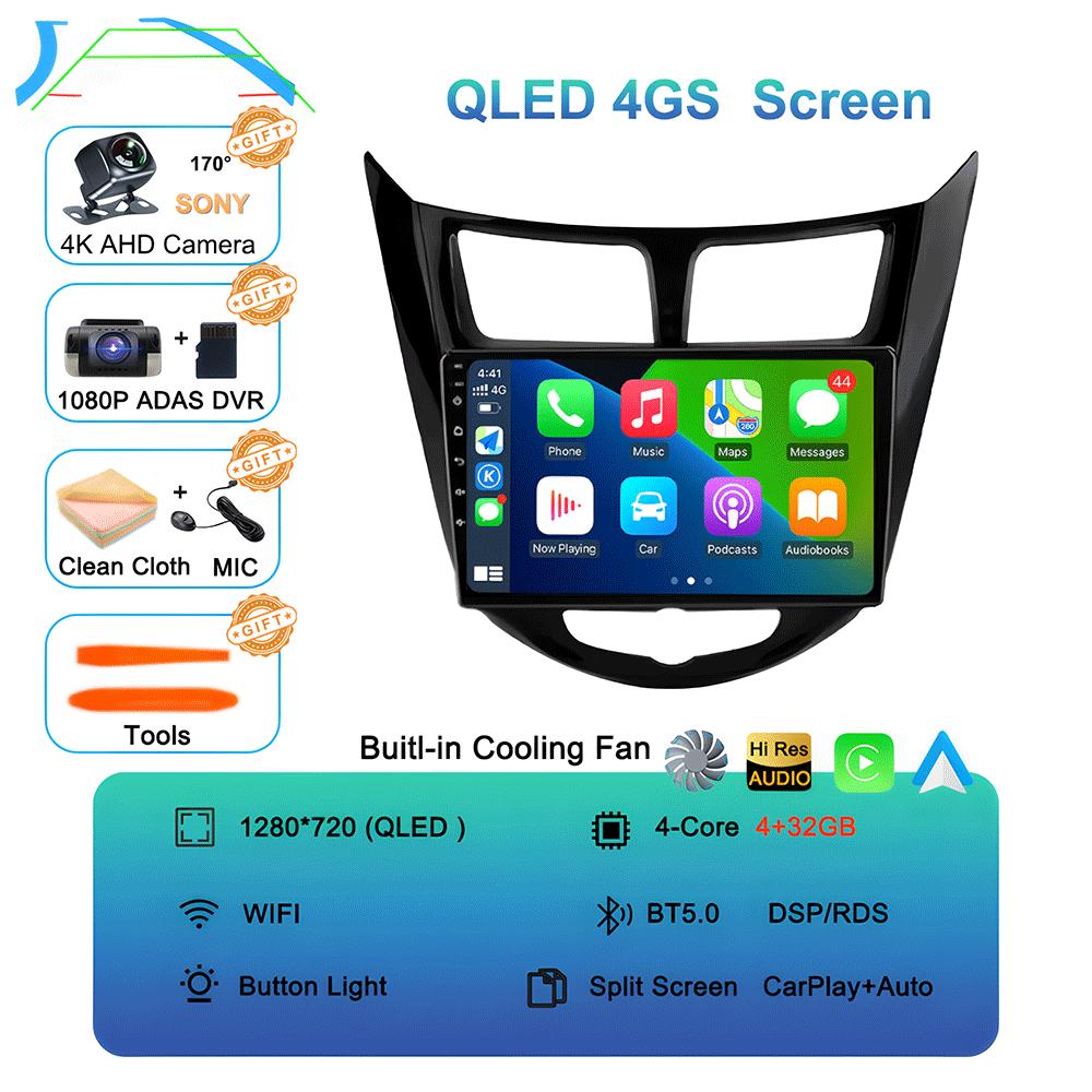 Android 14 Car Radio for Hyundai Solaris Verna Accent 1 2010 - 2016 Multimedia Video Player 2 Din DVD Head Unit Carplay GPS FM