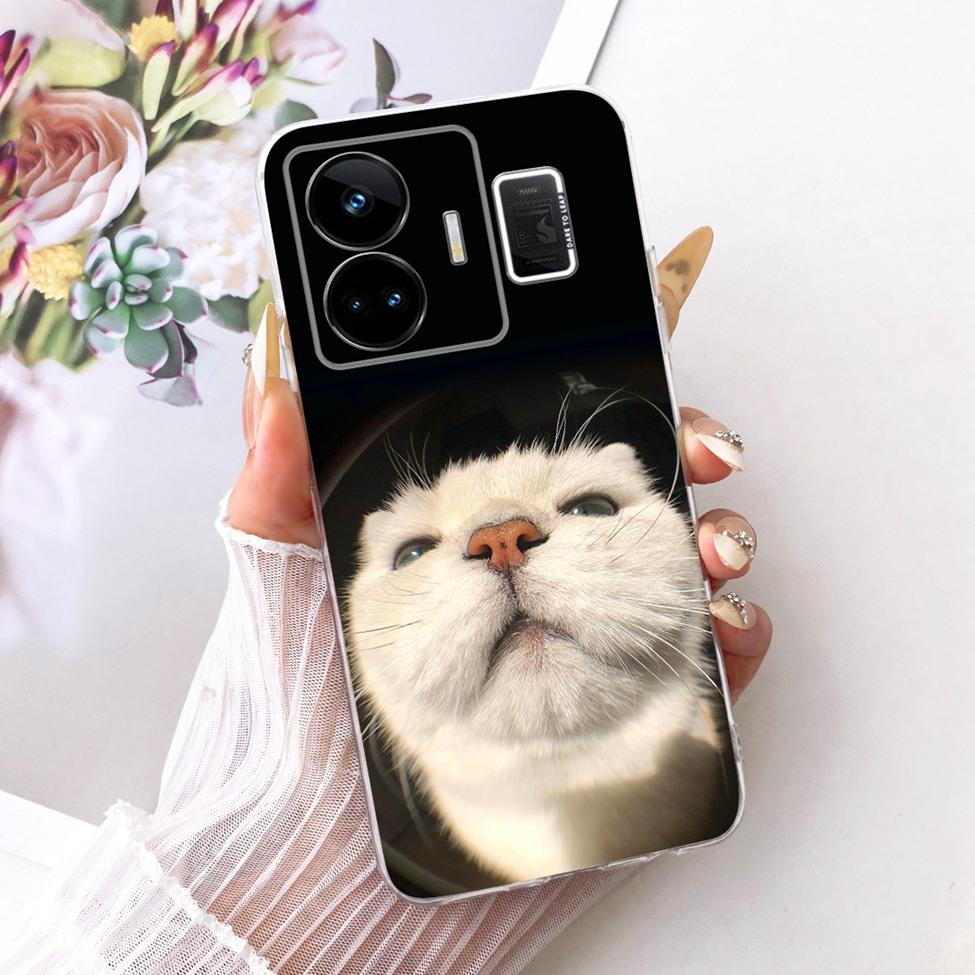 Clear For Realme GT Neo 5 Case RMX3706 Cute Cat Fashion Butterfly Funny Painted Casing For Real me GT Neo 5 Cover