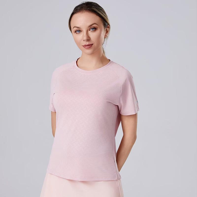 

Быстросохнущая спортивная футболка с коротким рукавом для девочек - Легкий, приятный к коже фитнес-топ для бега, йоги и тренировок XL светло-розовый