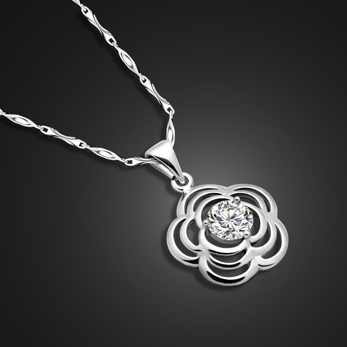 

Classic Melaleuca Flower Pendant Necklace Platinum-Plated Female Charm Versatile Collarbone Chain Jewelry Direct Sales 46cm