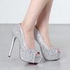 Occasion 15cm High Heel Pearl Open Toe [Liberty Doll] Pumps, Pumps, Pumps, Glitter, Lame, Stone, Storm,