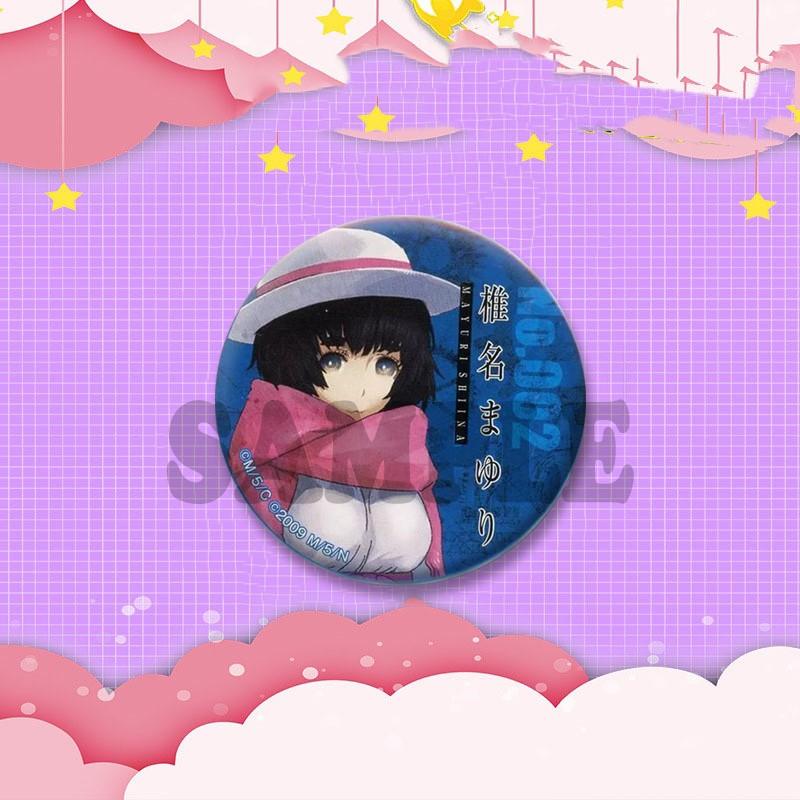 Kurisu Makise Mayuri Shiina Rintaro Okabe Cartoon Round Badge Anime Steins Gate Brooch Clothing Backpack Accessories Lapel Pins