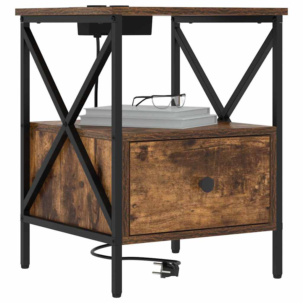 Nightstand Smoked Oak 41.5 x 40.5 x 55 cm Engineered Wood