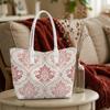 Elegant Damask Pattern Tote Bag Stylish Large Capacity Top Handle Shoulder Bag for Daily Commute Outdoor Shopping