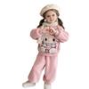2026 Stylish Girls' Fleece-Lined Hoodie & Jogger Set - Winter Warm Cartoon Design