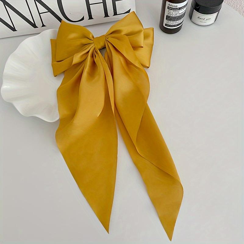 Elegant Fabric Bow Tie Hair Clip, Solid Color Duck Bill Long Streamer Hair Accessory, Single Piece Sweet Style Hairpin for Women