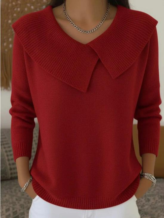 Korean Style Retro Slimming Knit Lapel Sweater