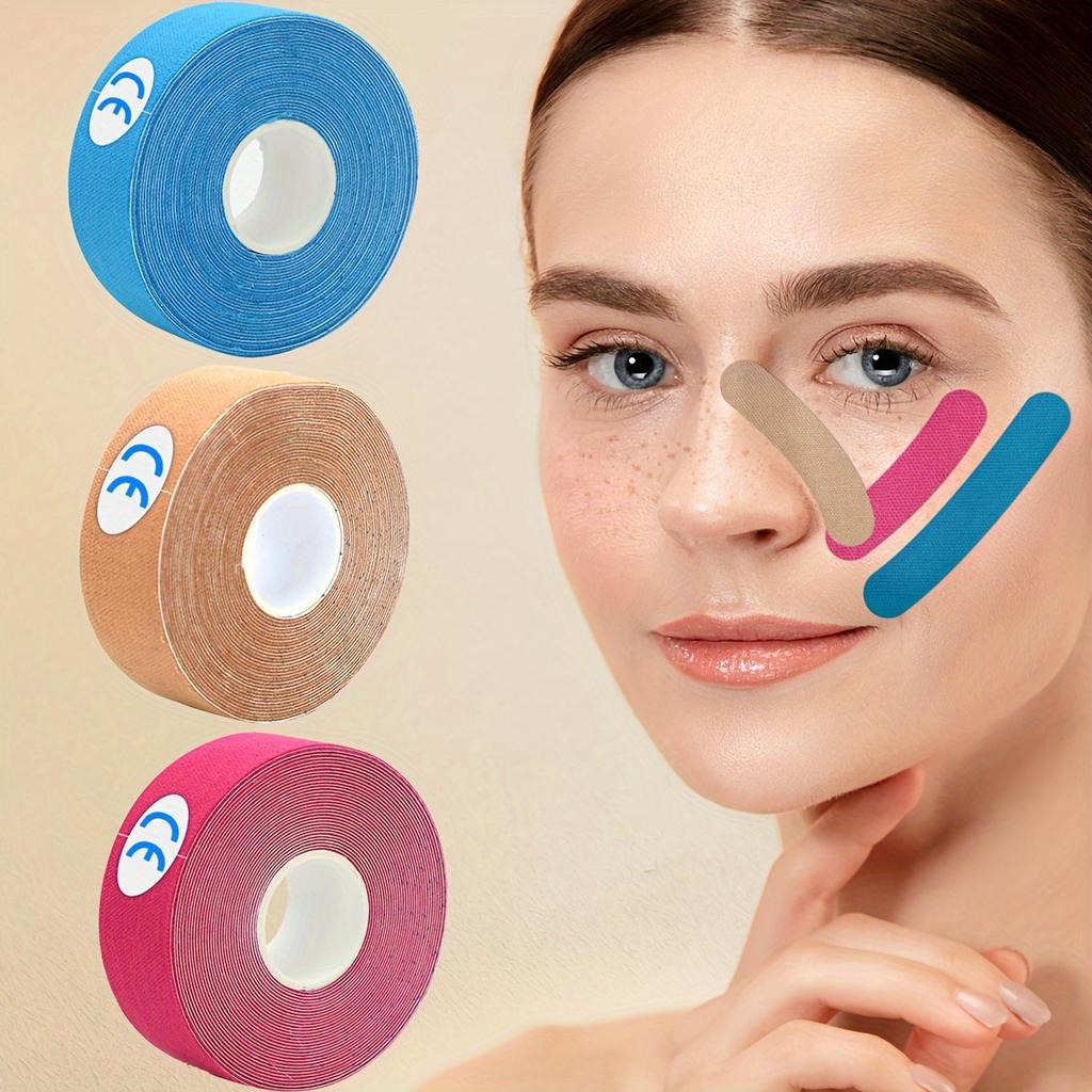 Elastic Face Lift Tape Instantly Lifts Sagging Jowls, Neck Skin & Double Chin for a Defined V Jawline, Reusable-0.98*196.85 Inch