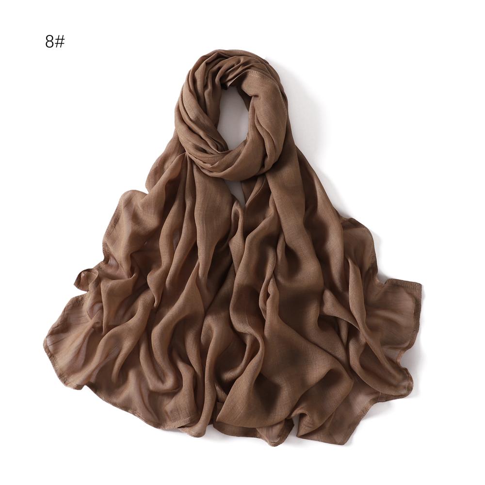 100% Viscose Double Stitches Edge Scarf Hijab Femme Solid Color Long Shawl Muslim Foulard Headscarf Pashmina