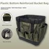 Heavy Duty Fabric Tool Storage Bag With Reinforced Plastic Base & Handle For Garden Home Repair Tool Box Holder