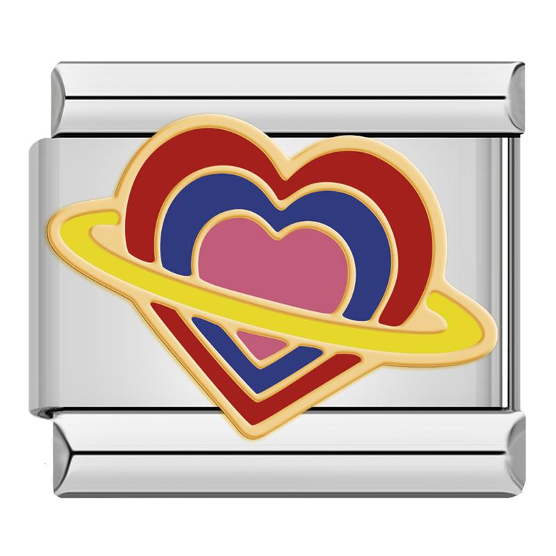 Hapiship Romantic Rainbow color Heart Flower Wing Italian Charm Links Fit 9mm Stainless Steel Bracelet Jewelry DIY Making DJ481