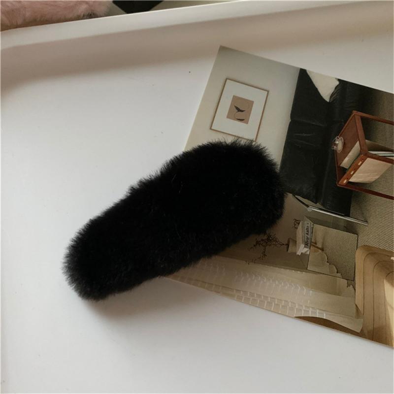 1/3/5Pcs Autumn Winter Hair Clips For Girl Woman Waterdrop Square Barrettes Solid Color Faux Fur BB Hairpins Soft Hair Accessory