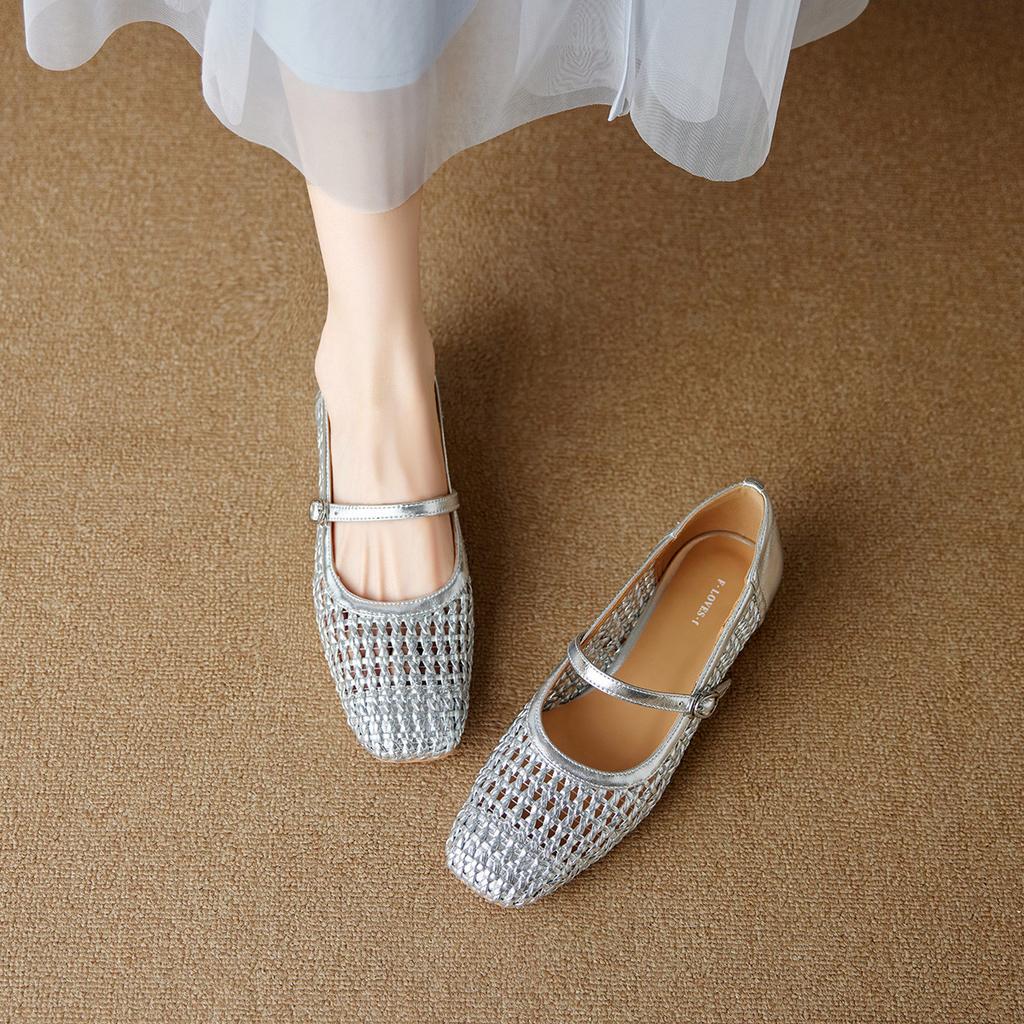 2026 Spring British Style Slimming and Breathable Mary Jane Shoes Women's Hollow Shallow Mouth Single Shoes