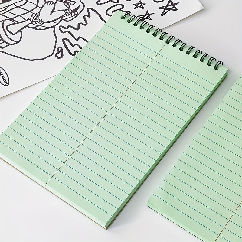 

50 листов формата А5, зеленый откидной блокнот на катушке с матовым прозрачным защитным чехлом, список студентов, книга слов, бухгалтерская книга