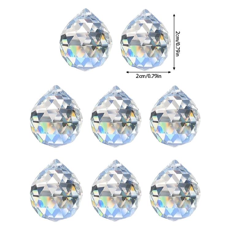 8 Stück 20mm Kristall Hängeprismen Kugel für Sonnenfänger und Heimdekorationen Kronleuchter Anhänger Regenbogenmacher Ornamente