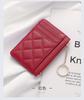 1pcs Soft sheepskin short wallet, small fragrance style diamond grid ultra-thin leather zipper mini change bag for women