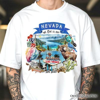 Artistic Nevada State Themes and Landmarks T-and Kids Tshirt, Tee for History and Travel Lovers