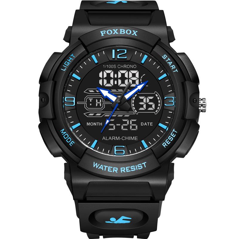 Man Dual Display Quartz Watch for Kids Waterproof Sport Children Anti-Shock Boy Digital Wristwatches+Gift Box