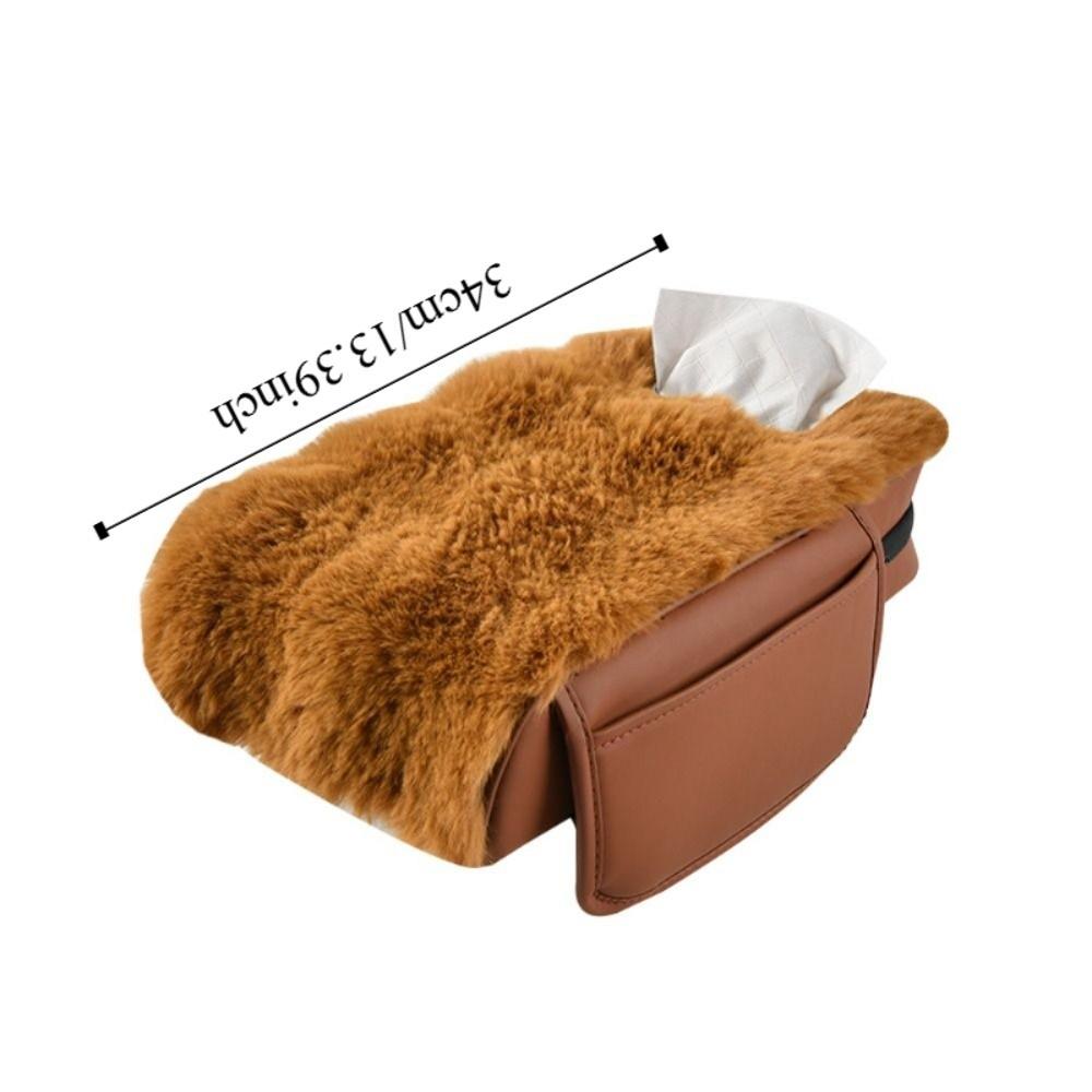 Plush Universal Car Tissue Box Three-in-one Car Armrest Pad  Automotive Use