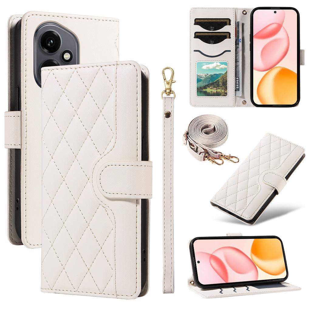 For Honor 400 5G (Global) Lommeboketui Rombe Skinn Telefondeksel med Stropp