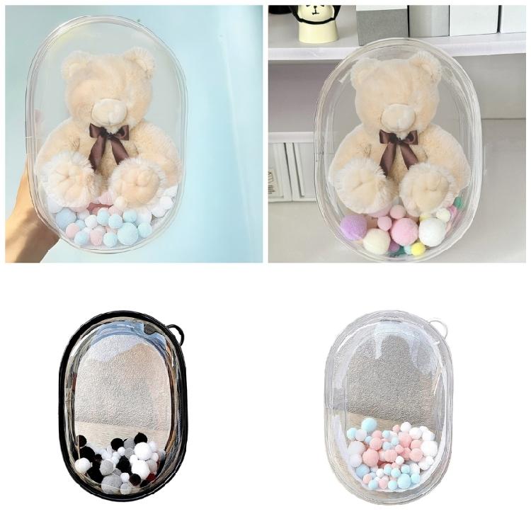 Plush Doll Storage Bag Keychain Dustproof PVC Toy Pouch Keyring for Key Collection Creative Women Backpack Accessory