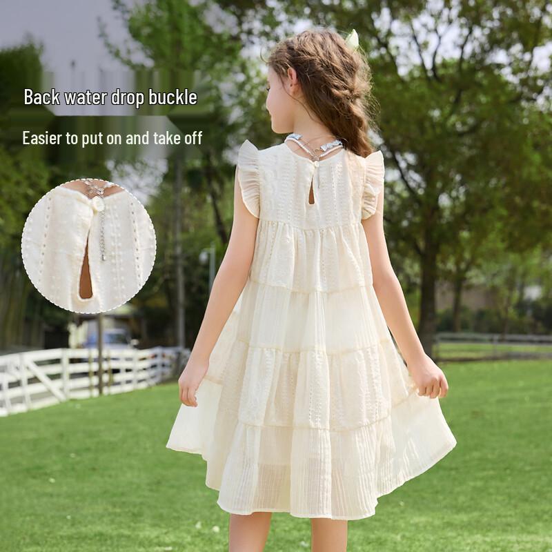 ASK JUNIOR Girls' Summer Puff Sleeve Princess Dress