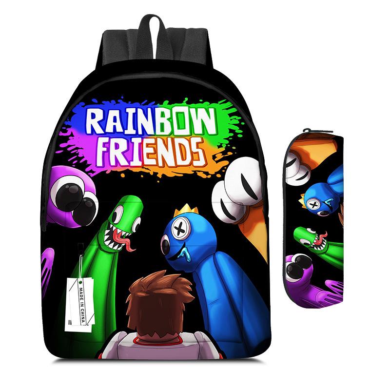 Rainbow Friends Elementary School Bag Two-Piece Rainbow Friends Children S Cartoon Backpack Pencil Case Backpack + pencil case