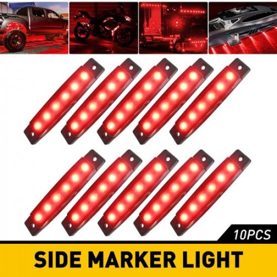 10x 3.8 Smoked Red 6 LED Side Marker Clearance Lights for Truck Trailer Boat RV