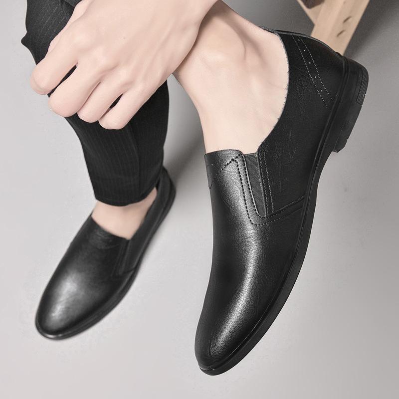 

Men s shoes 2025 summer new men s light luxury one-pedal simple wind heightening soft sole formal wear wear-resistant casual leather shoes 37