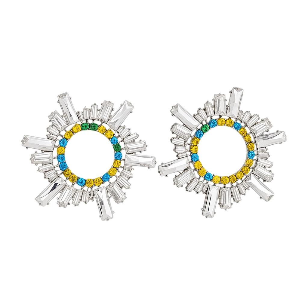 Silver Needle Niche Fashion Rhinestone Geometric Stud Earrings: Light Luxury, High-End Feel, Exaggerated Design for Women.