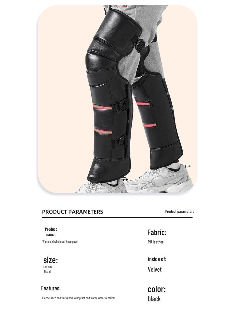 Arctic Velvet Windproof Knee Pads for Winter Riding - Thick, Cold-Proof Leg Warmers for Men & Women