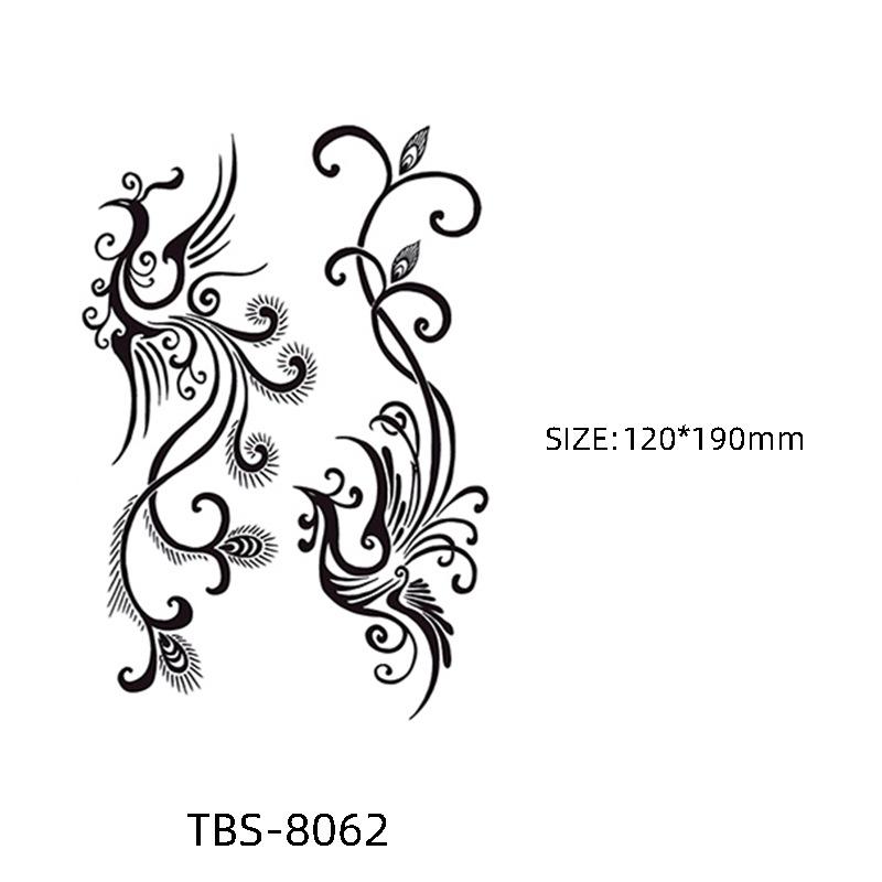 

Водонепроницаемые полуперманентные черно-белые наклейки-татуировки с тотемными цветами 120*190mm