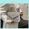 Pu Leather Small Square Shoulder Bag With Woven Texture Golden Buckle For Daily Fashion Women