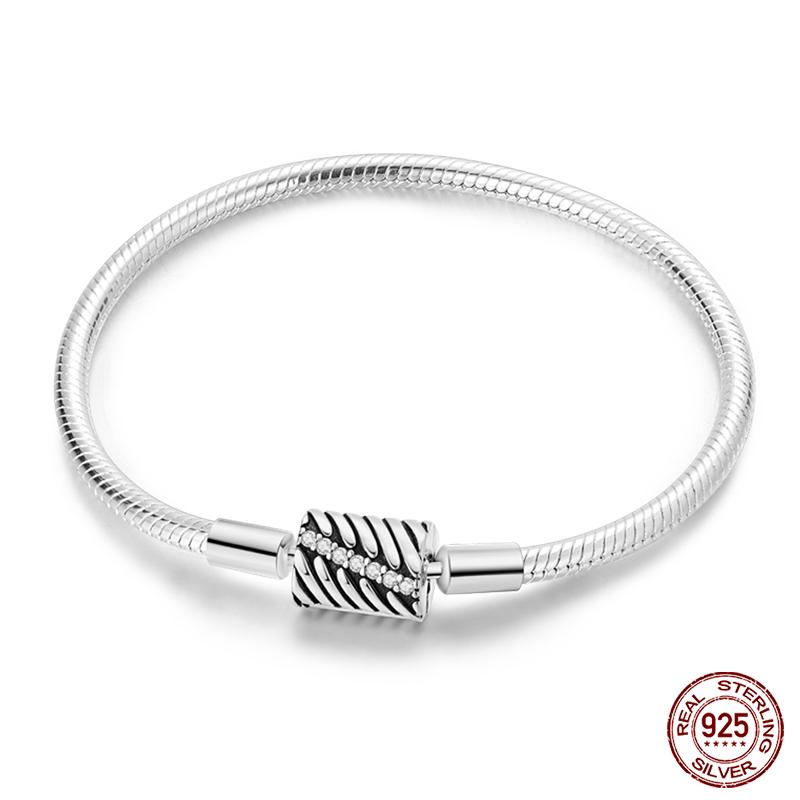 925 Silver Snake Chain Heart Butterfly Cat Claw Bracelets Fit Pan Charms Beads Fashion DIY Jewelry Gift Making