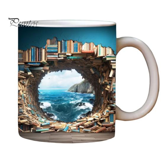 

300-400 мл кофейная кружка с книжной полкой и ручкой, термостойкая керамика, пищевой многофункциональный чай, молоко, вода, полка для библиотеки, чашка для любителей книг, подарок на день рождения C