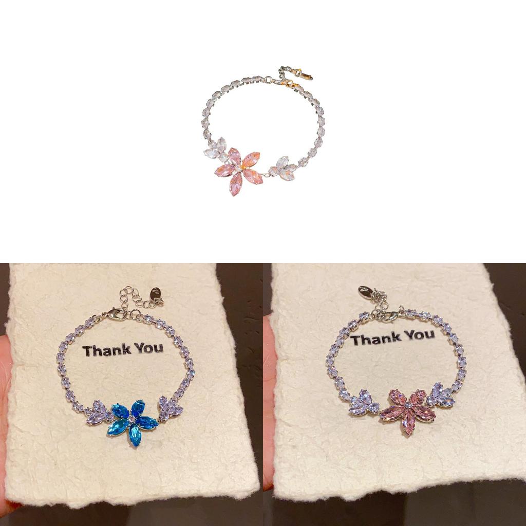 Zircon Flower Pendant Bracelet For Women With Elegant Design For Summer