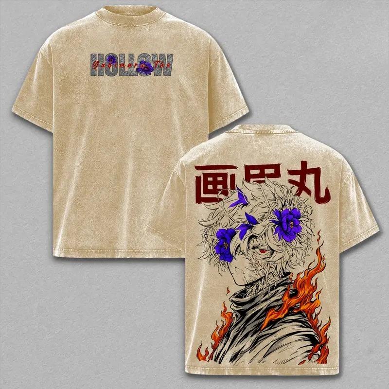 Gabimaru Hell s Paradise Anime Clothing Men Women T-shirts Short Sleeve Washed T Shirt Vintage Cotton Tshirt Harajuku Male Tops S бежевый