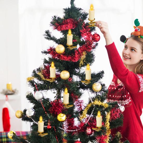 LED Clip Candle Light Set Flameless Flickering Christmas Tree Candle Lamp Electric Fake Candles for Home Christmas Party Decoration