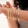 7Pcs Stainless Steel Gold Color Open Bangles For Women Vintage Design Geometric Star Heart Twist Bracelets Party Wedding Jewelry