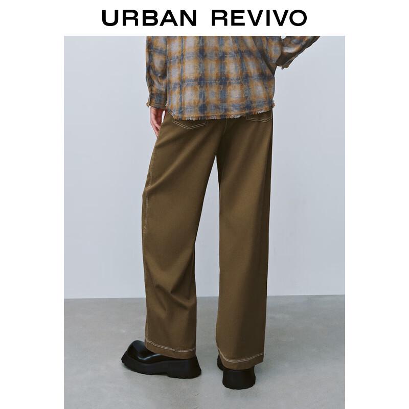 UR 2025 Spring Retro Contrast Stitch Straight-Leg Pants