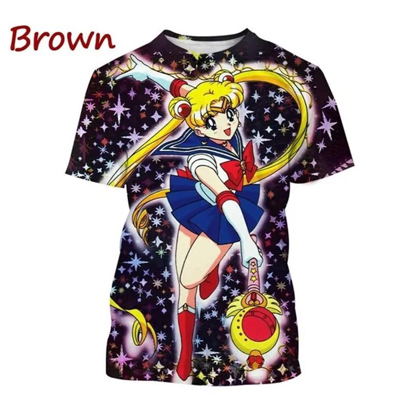

Летняя новая детская футболка с принтом аниме «Сейлор Мун» в формате 3D, модная милая женская футболка с коротким рукавом в стиле аниме «Харадзюку» 3XL