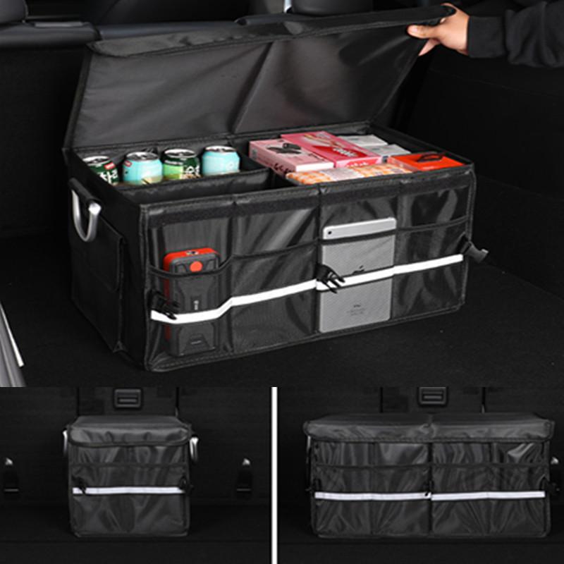HQ Large Capacity Foldable Car Trunk Storage Box Oxford Cloth w/ Reflective Tape Sturdy Organizer for Car Camping Storage Bag
