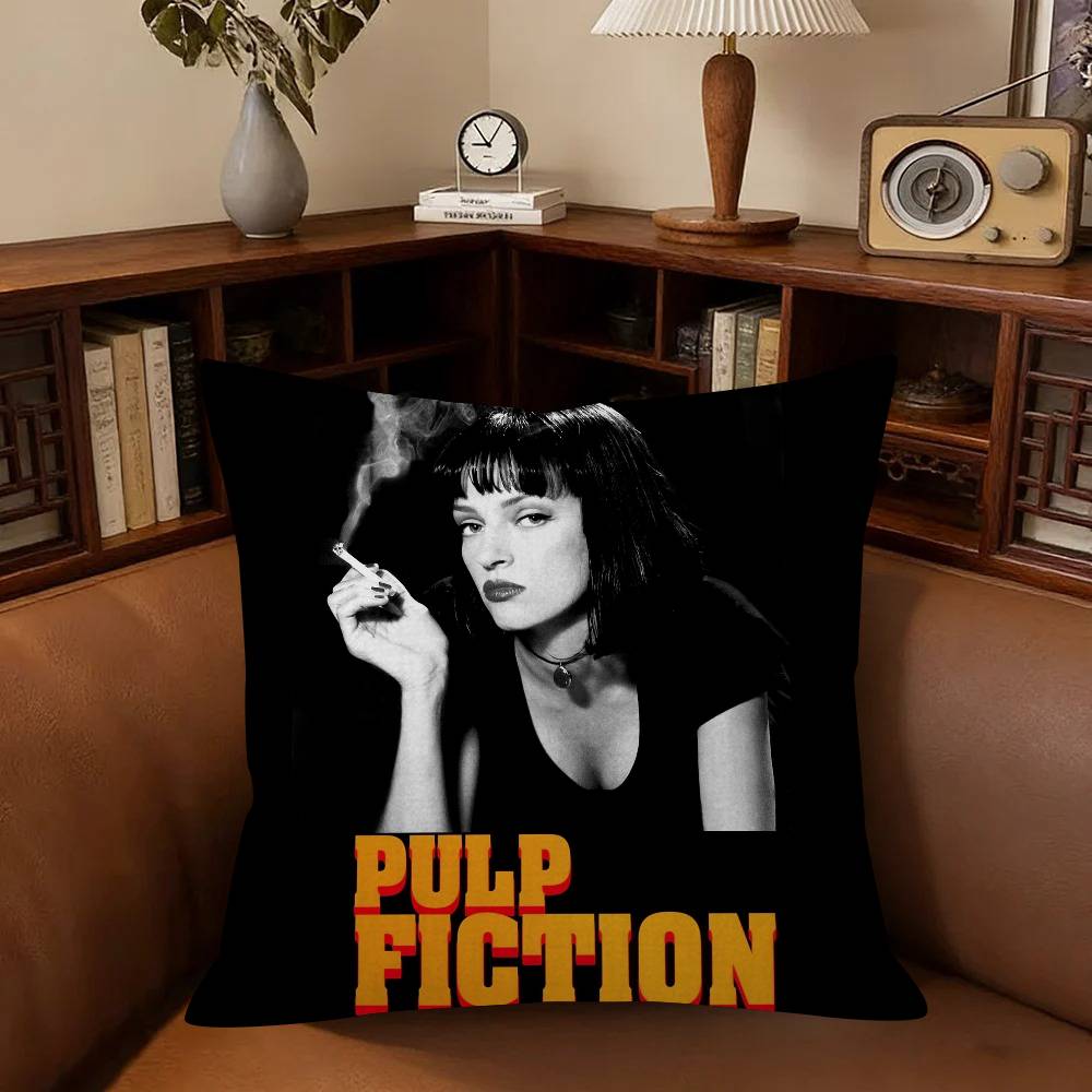 Movie Pulp Fiction Pillow Covers Cartoon Sofa Decorative Home Double-Sided Printing Short Plush Cute Cushion Cover