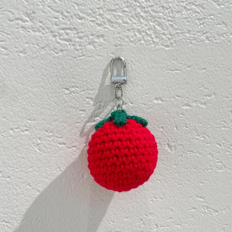 Tomato Keychain Hand-knitted Handmade Fruit Vegetable Keychain Red (handmade)